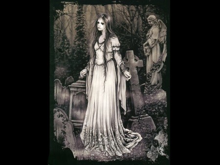 Dark Art - goth, cemetery, graveyard, woman