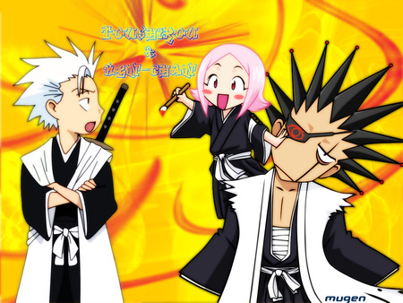 bleach hitsugaya_toushirou kusajishi_yachiru zaraki_kenpachi - bleach-hitsugaya-toushirou-kusajishi-yachiru-zaraki-kenpachi