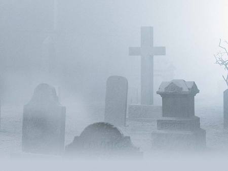 Graveyard - cross, graveyard, cemetery, tomb stones, fog, graves