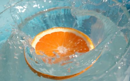 Orange Slice Splash - orange slice, water, splash, orange, slice