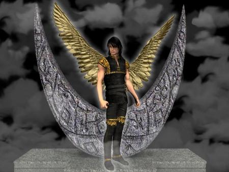 Gold Wings - male, winged, angel, warrior, wings, wins, gold