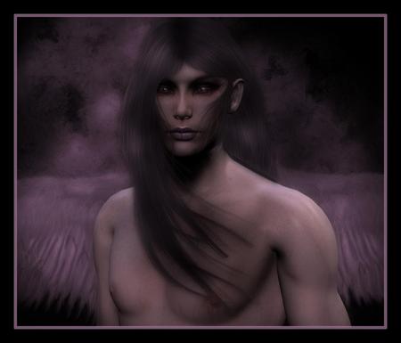 Male Mute Angel - male, purple, angel winged, boy, wings, mute