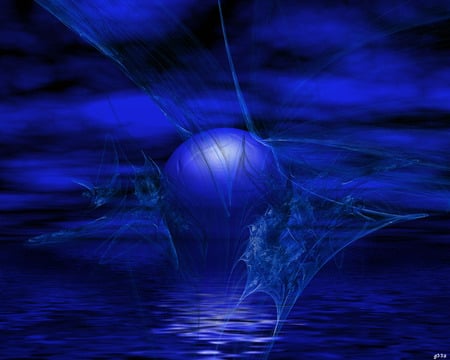 blue sphere - abstract, sphere, 3d, blue