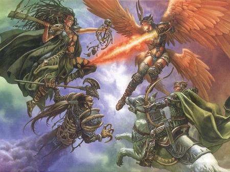 Ravnica - battle, warrior, winged, wings, ravnica, sword, angel