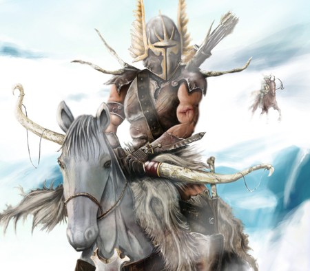 Barbarian - horseman, bow, warrior, winter, barbarian