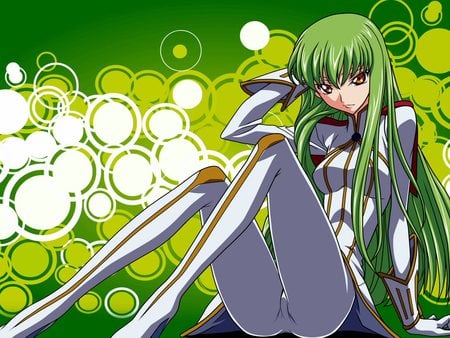 C.C - code, cc, anime, geass, green