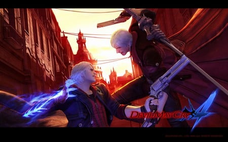 Nero vs dante - devil may cry 4, 2008, nero, fighting, hero, video game, adventure, weapon, dante, action, devil may cry