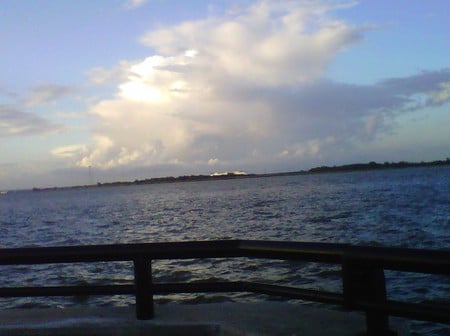 Looking out - clouds, ocean, blue, sky