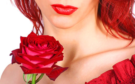 Rose - girl, rose, model, red