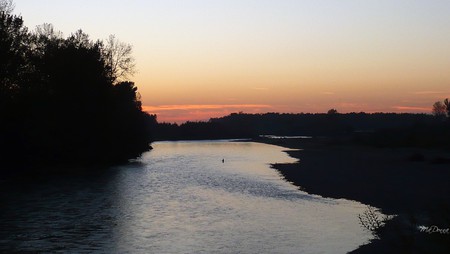 Sunset Fishing - trees, fisherman, fishing, forest, washington, firefox persona, river, sunset, sky