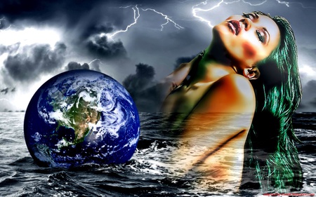 woman and the universe - woman, water, universe, earth