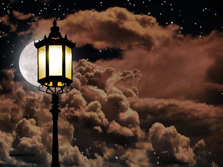 The Lamplight - moon, nature, sky, art photo, night, lamplight