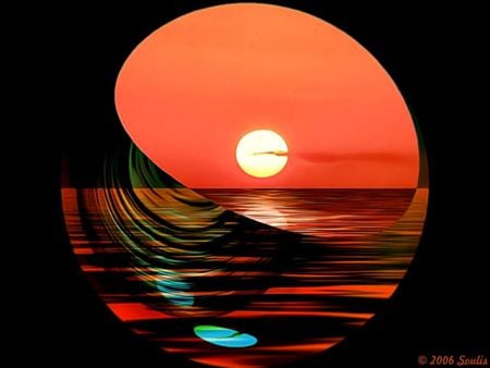 BEAUTIFUL SUNSET - circle, orange, sunset, red