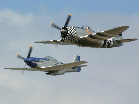 P-47 Thunderbolt and P51 Mustang - fighter, usaf, ww2, mustang, thunderbolt