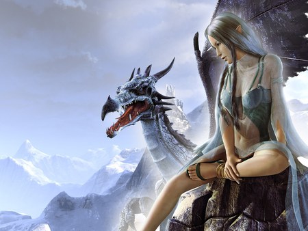 Breath of Winter - video game, hot, anime, girl, hd, spellforce, fantasy, sexy, dragon, adventure