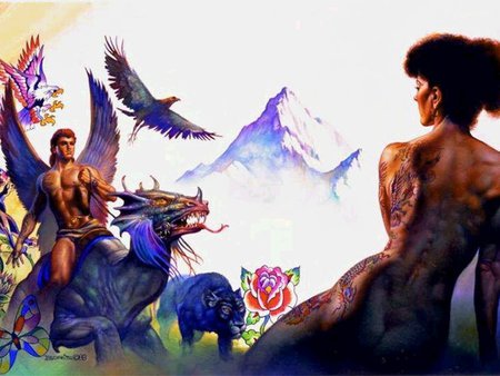 live tattoos 1988 - dragon, women, art, fantasy