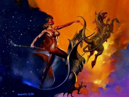 night 1989 - women, fantasy, art, horse