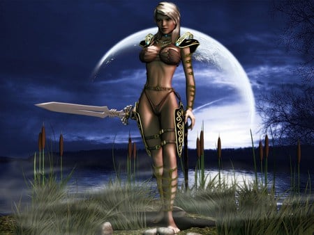 Woman - woman, fantasy, warrior, 3d