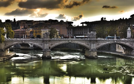 Ponte Vittorio - traffic, italy, river, architecture, rome, bridges