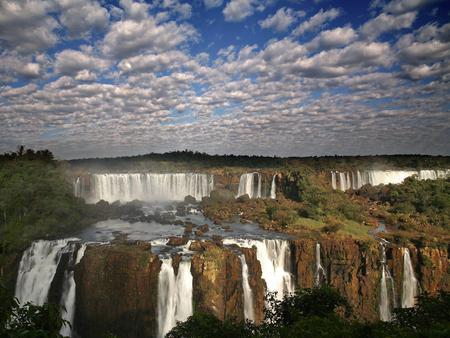 Waterfall - nature, sky, trees, waterfall