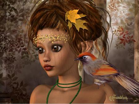 Fairy Elf - abstract, fantasy, fairy elf, bird