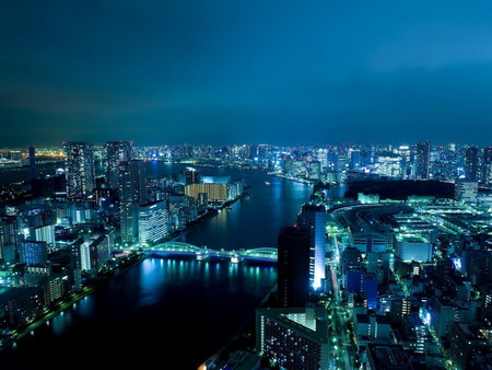 japan Cities - japan, water, blue, cities, arcitecture, night, other