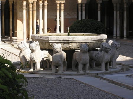 Patio leones Granada - spain, fountain, art, andalucia