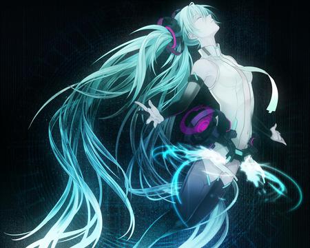 â˜… Hatsune Miku â˜… - miku, black, cute, hot, anime girl, girl, fantasy, headphones, sweet, vocaloid, dark, anime, blue, nice, sexy, female, hatsune miku