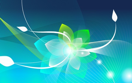 Wireframe Flower - green, art, abstract, blue