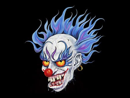 Clown - clown, blue, horror, evil, scary