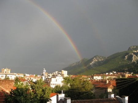 two rainbows - vratza, bulgaria, photo, green raiinbow