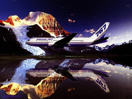 Aeroplane reflection - sky, art photo, reflection, aeroplane, beautiful, nature