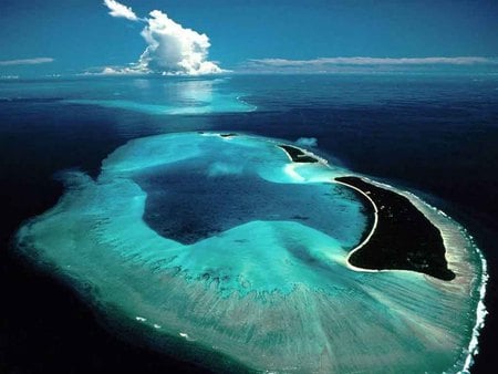 In the middle of the ocean - nature, ocean, view, cool, blue, island