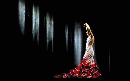 THE DANCE - white, dance, female, red, dress