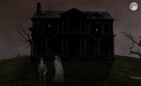 Haunted House - moon, spooky, holiday, haunting, halloween, haunted, ghosts, scary