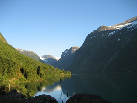 Sunny side - fjord, lake, reflection, mountain