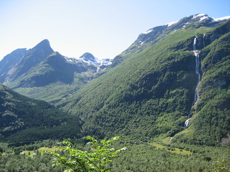 Fjord Waterfall - mountain top, mountain forrest, mountains, waterfall