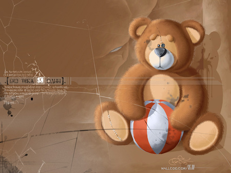 Bear Play Ball - alone, anime, bear, cute