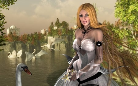 Swan Lake - fantasy, female, swan, daz3d