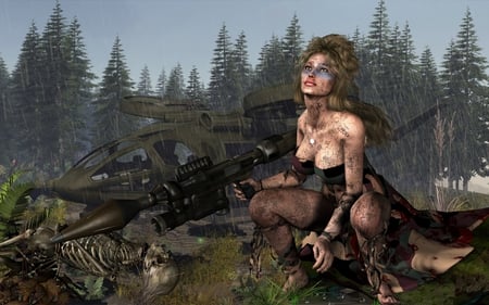 Peace in the Rain - scifi, daz3d, female, fantasy