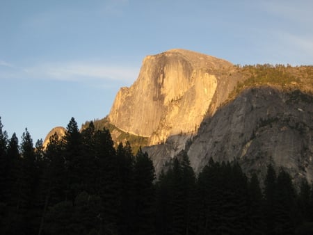 Half Dome in the evening - half dome, sunset, yosemite, falls