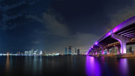 Lights - landscape, city, lights, bridge