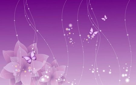 PURPLE FLOWERS - design, purple, flowers, butterflies