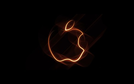 Shining Apple in the Dark - logo, orange, apple, light, dark