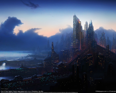 Peter Swigut - 'City' - art, peter swigut, fantasy city, artwork