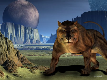 alien critter - planets, fantasy, alien, 3d, art, tiger, demon, scfi