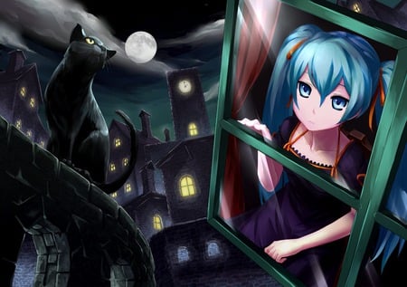 hatsune miku! - girl, hatsune, anime, mirror