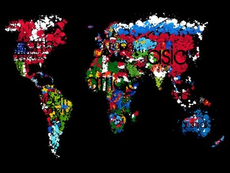 Let's Paint Our World - continents, countries, map, colours, nations, painting, country