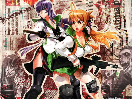 reality goes BOOM! - rei, rei miyamoto, saeko busujima, zombies, high school of the dead