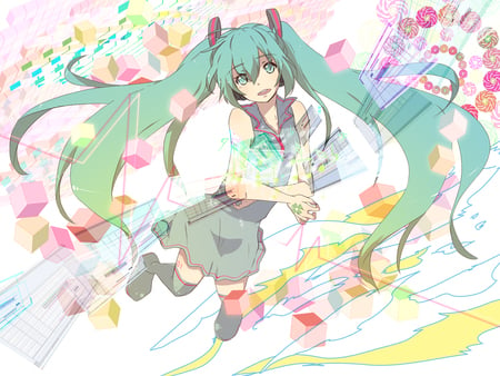 Color Miku - hatsune, vocaloid, blue, anime, miku, colors